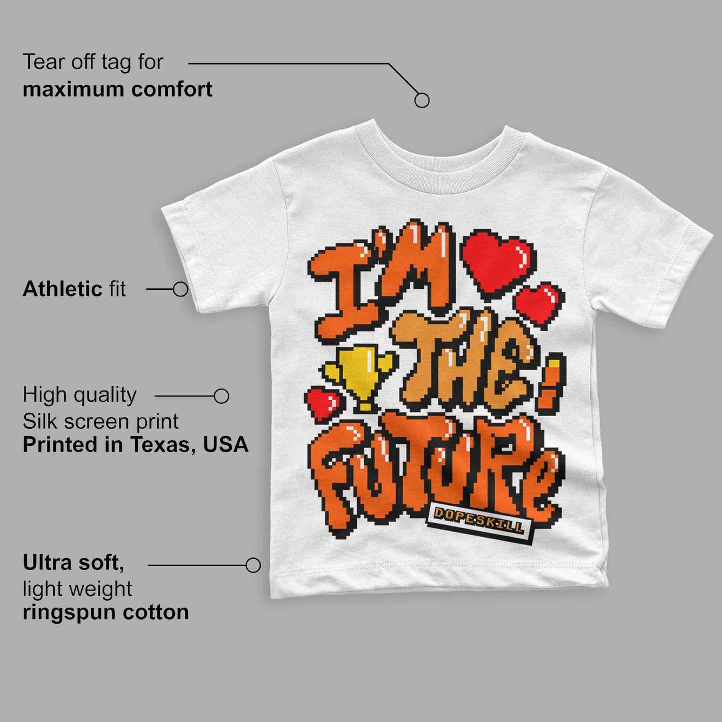 Brilliant Orange 12s DopeSkill Toddler Kids T-shirt I'm The Future Graphic