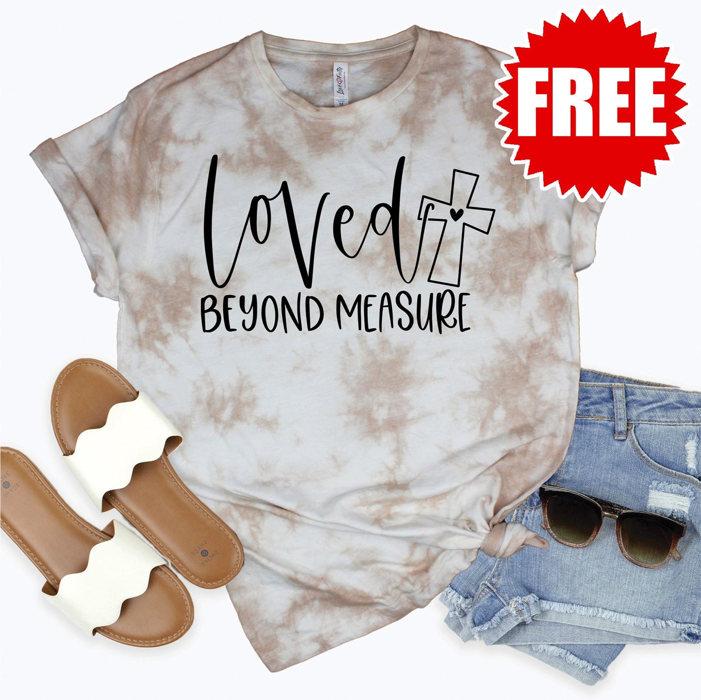 Loved Beyond Measure Tee - Oatmeal Splash Tie Dye - 0
