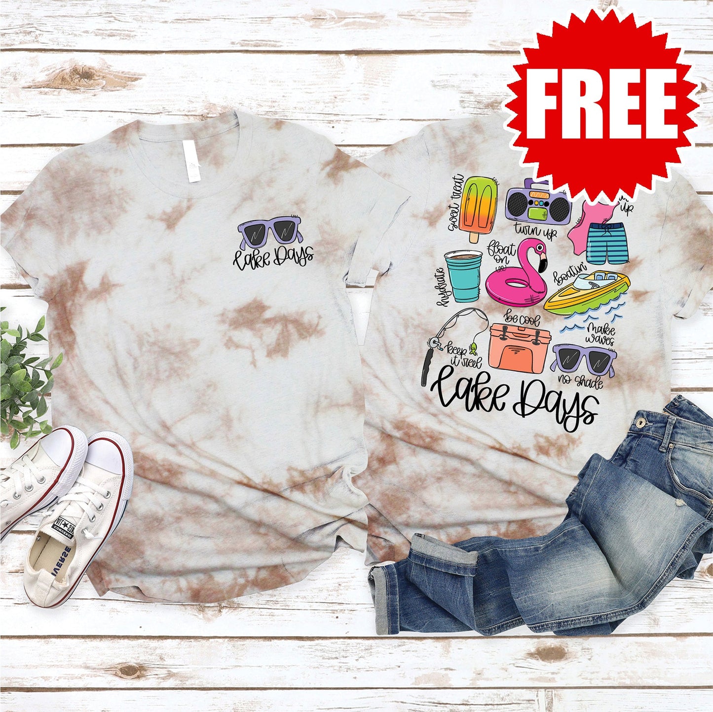 Lake Days Tee - Oatmeal Splash Tie Dye - 0
