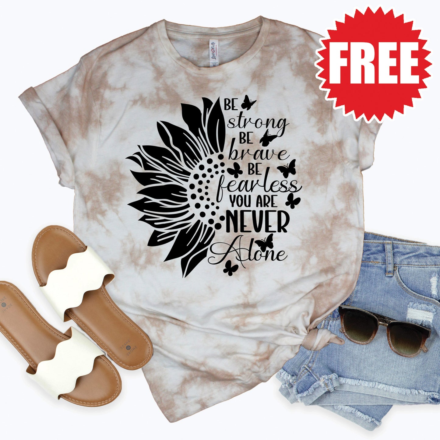 Be Strong Tee - Oatmeal Splash Tie Dye - 0