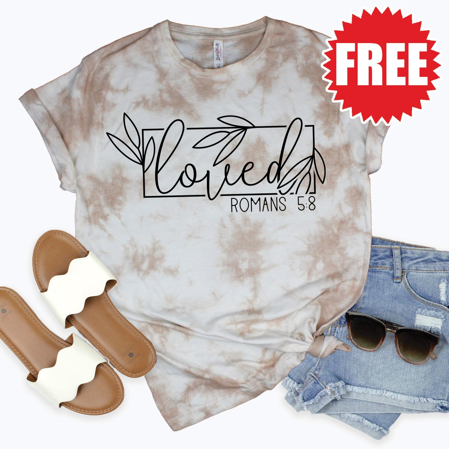 Loved Tee - Oatmeal Splash Tie Dye - 0