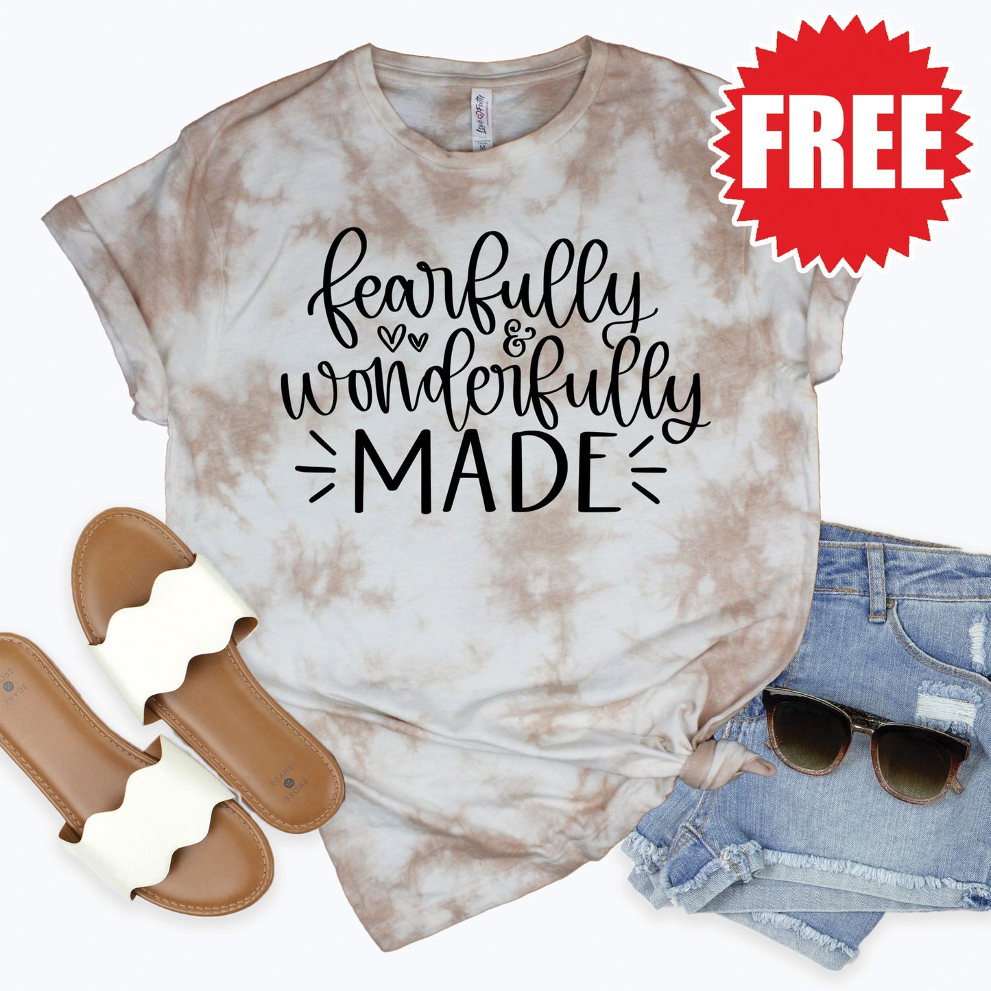 Fearfully And Wonderfully Tee - Oatmeal Splash Tie Dye - 0