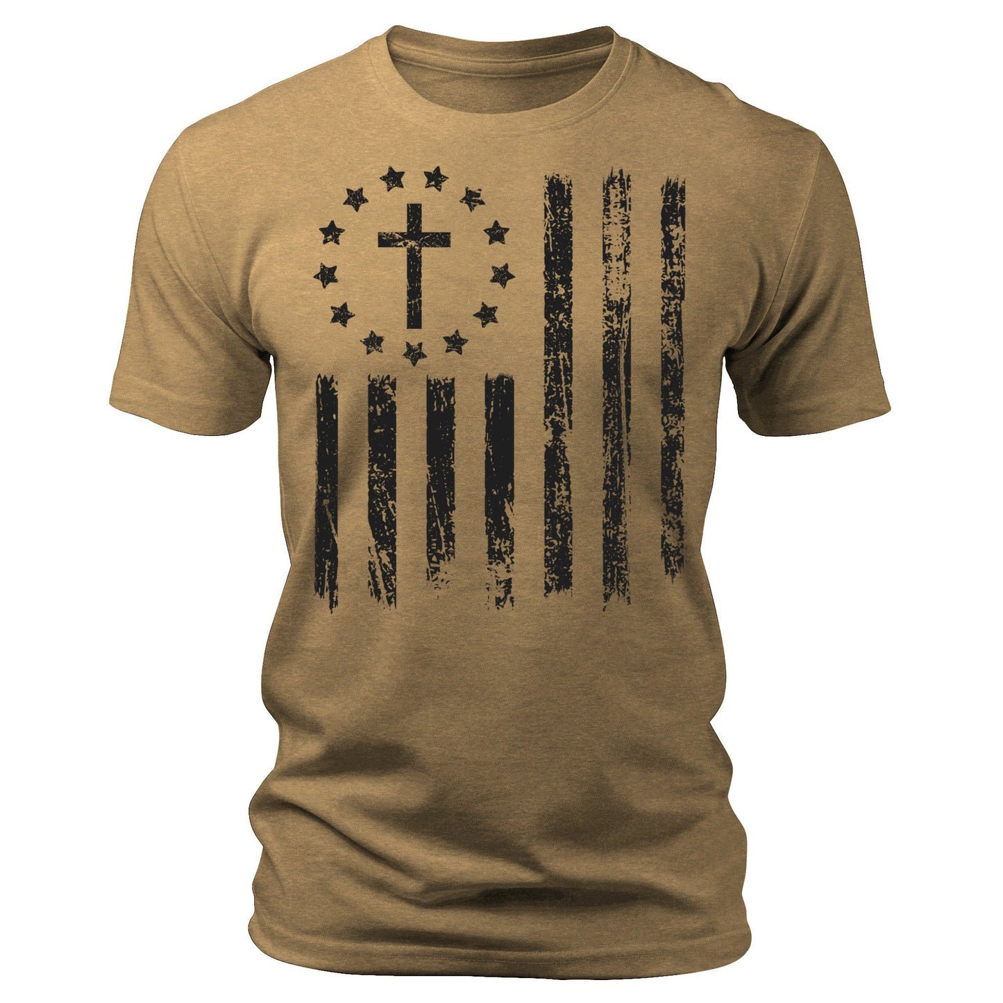Men's Cross Flag T-Shirts Patriotic Short Sleeve Crewneck Graphic Tees