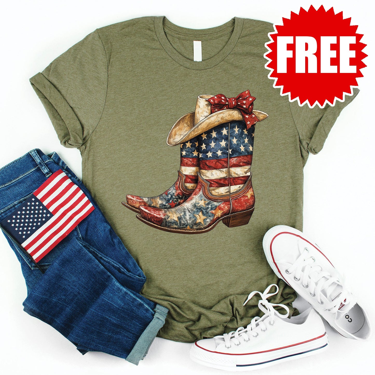 Boots Tee - Heather Olive - FREE