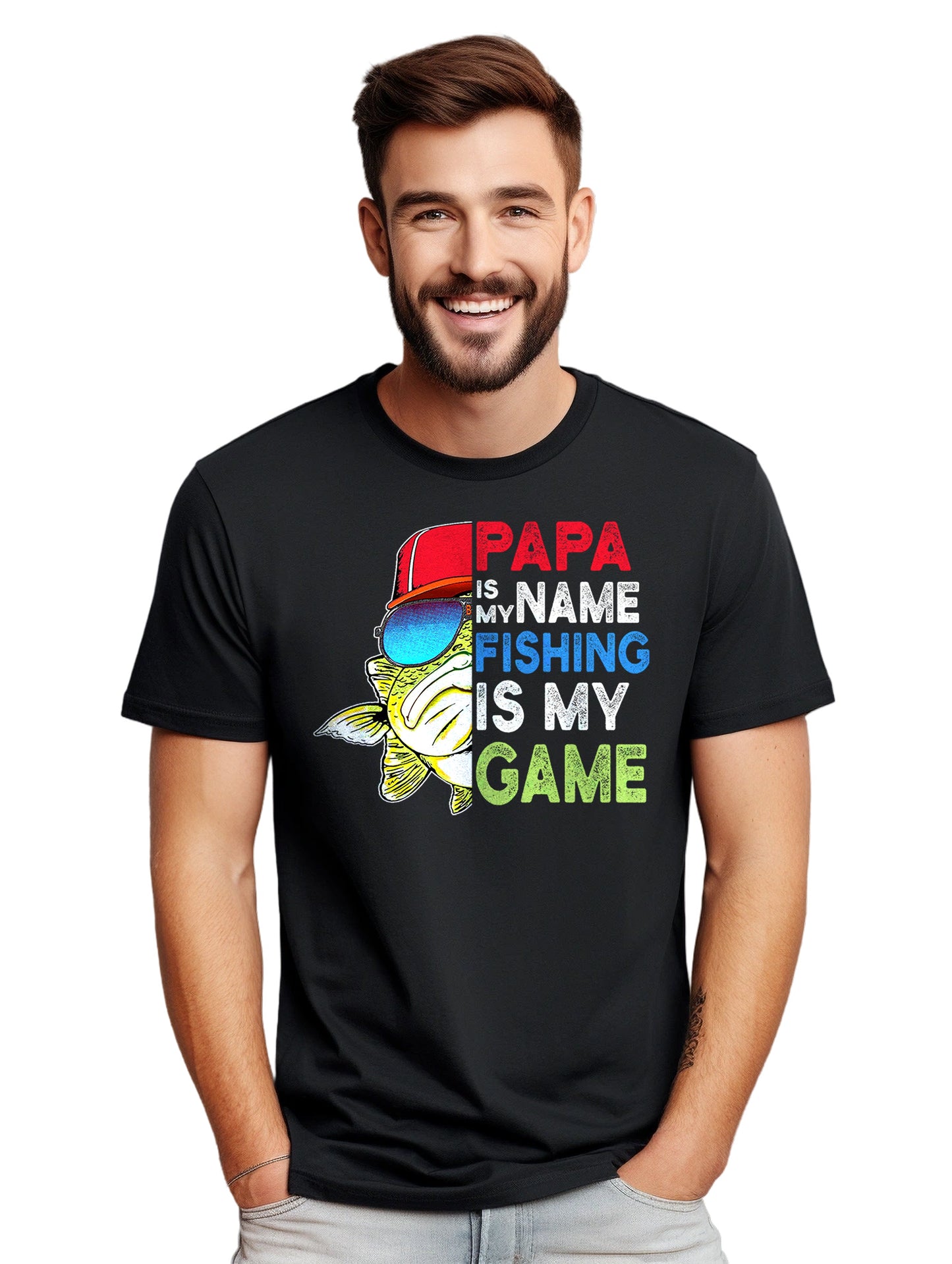 Papa Is My Name, Fishing Is My Game T-Shirt