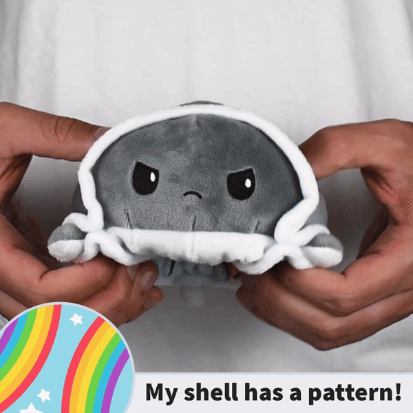 TeeTurtle Reversible Turtle Plushie (Storm Clouds Shell + Rainbows Shell)