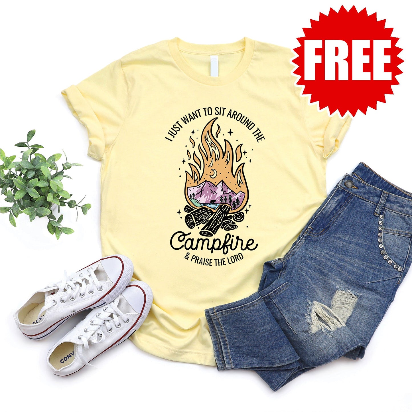 Campfire Tee - Heather Pale Yellow - 0