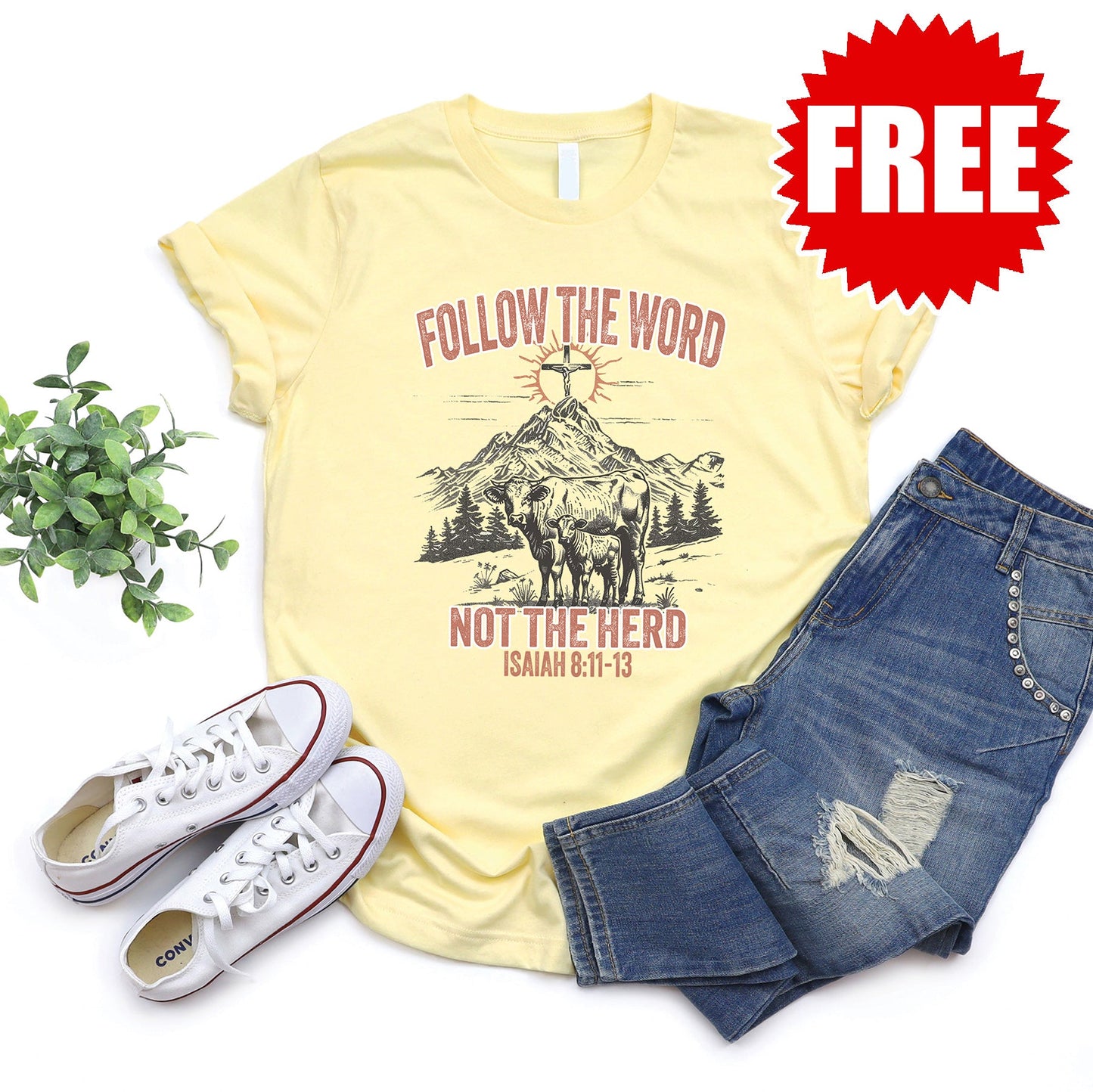 Follow the Word Tee - Heather Pale Yellow - 0