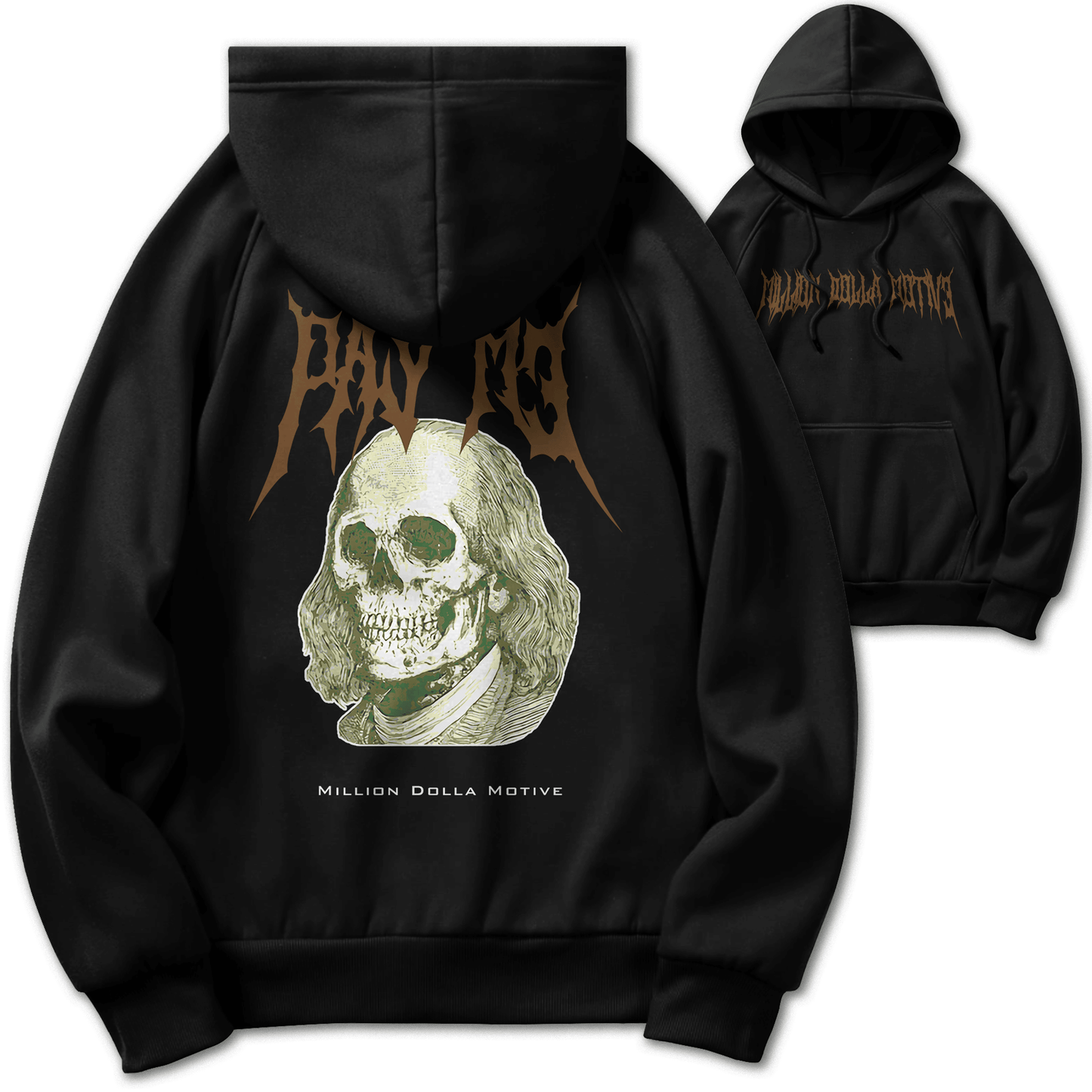 Pay Me Benjamin Skull - Black Hoodie Sweatshirt