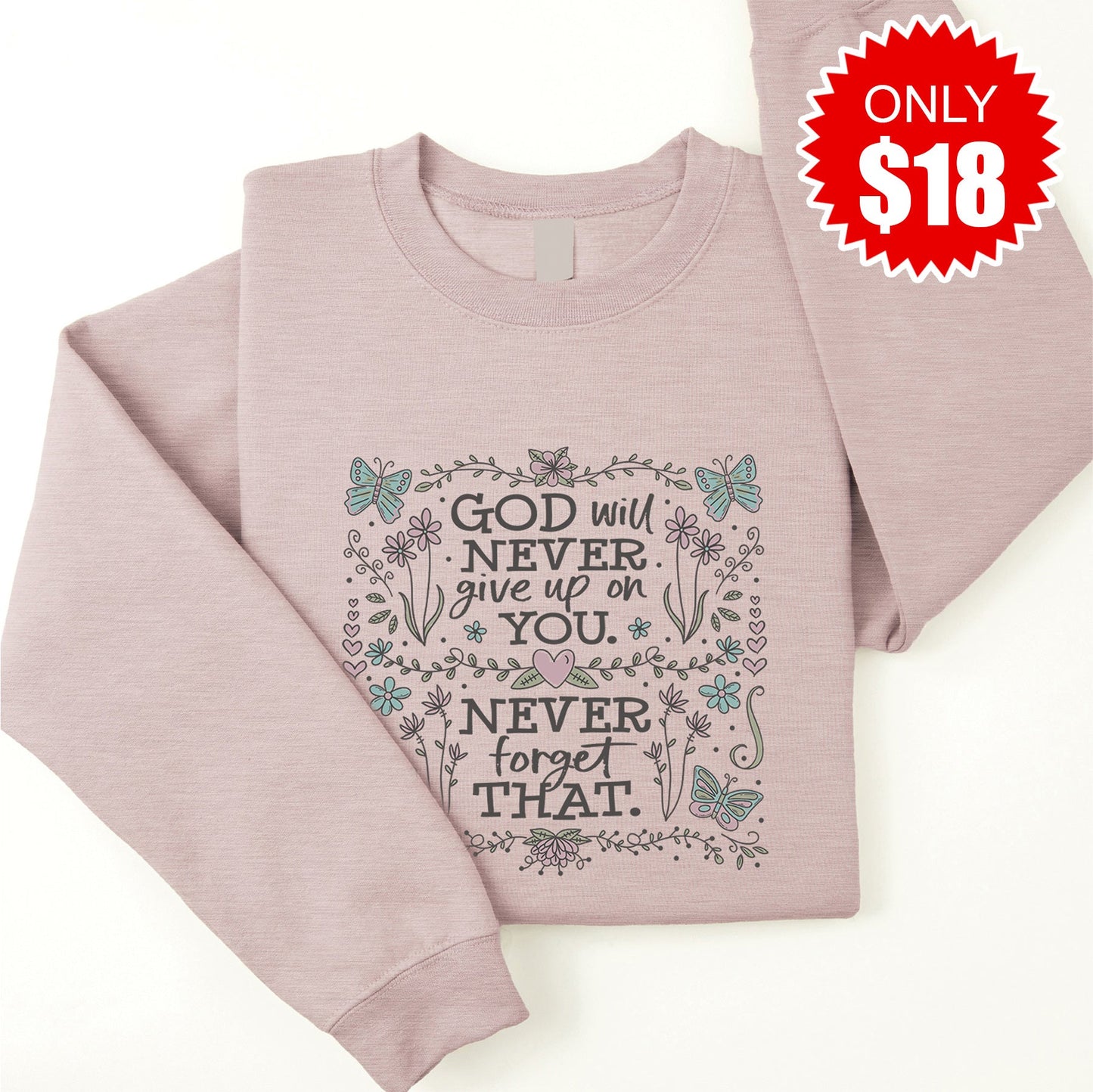 Never Forget Sweatshirt - Heather Pink Gravel - 18