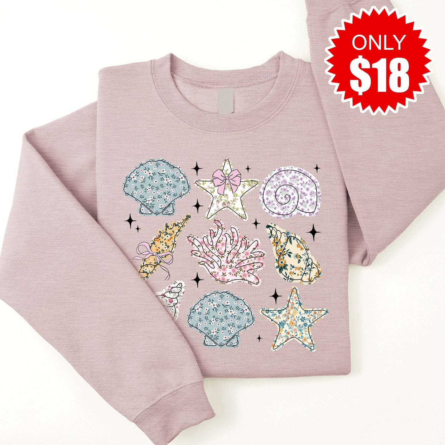 Sea Shells Sweatshirt - Heather Pink Gravel - 18