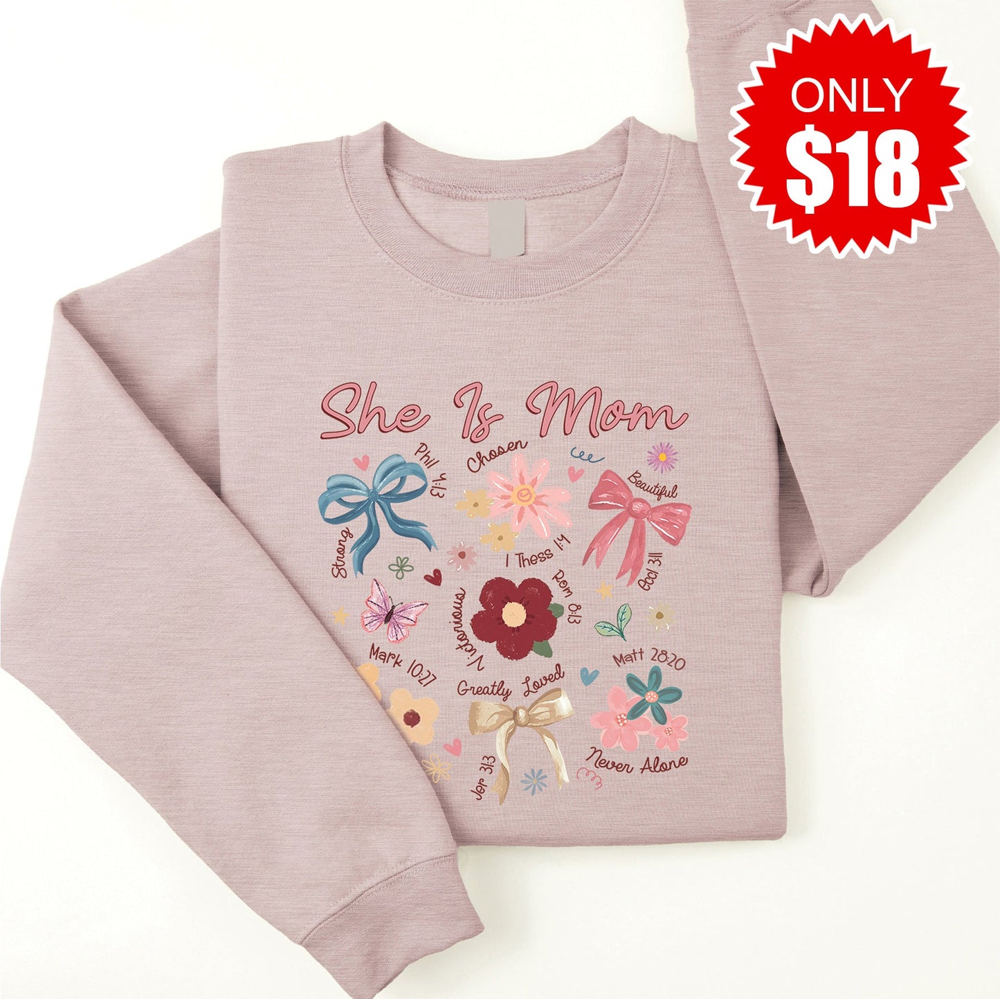 She is Mom Doodles Sweatshirt - Heather Pink Gravel - 18