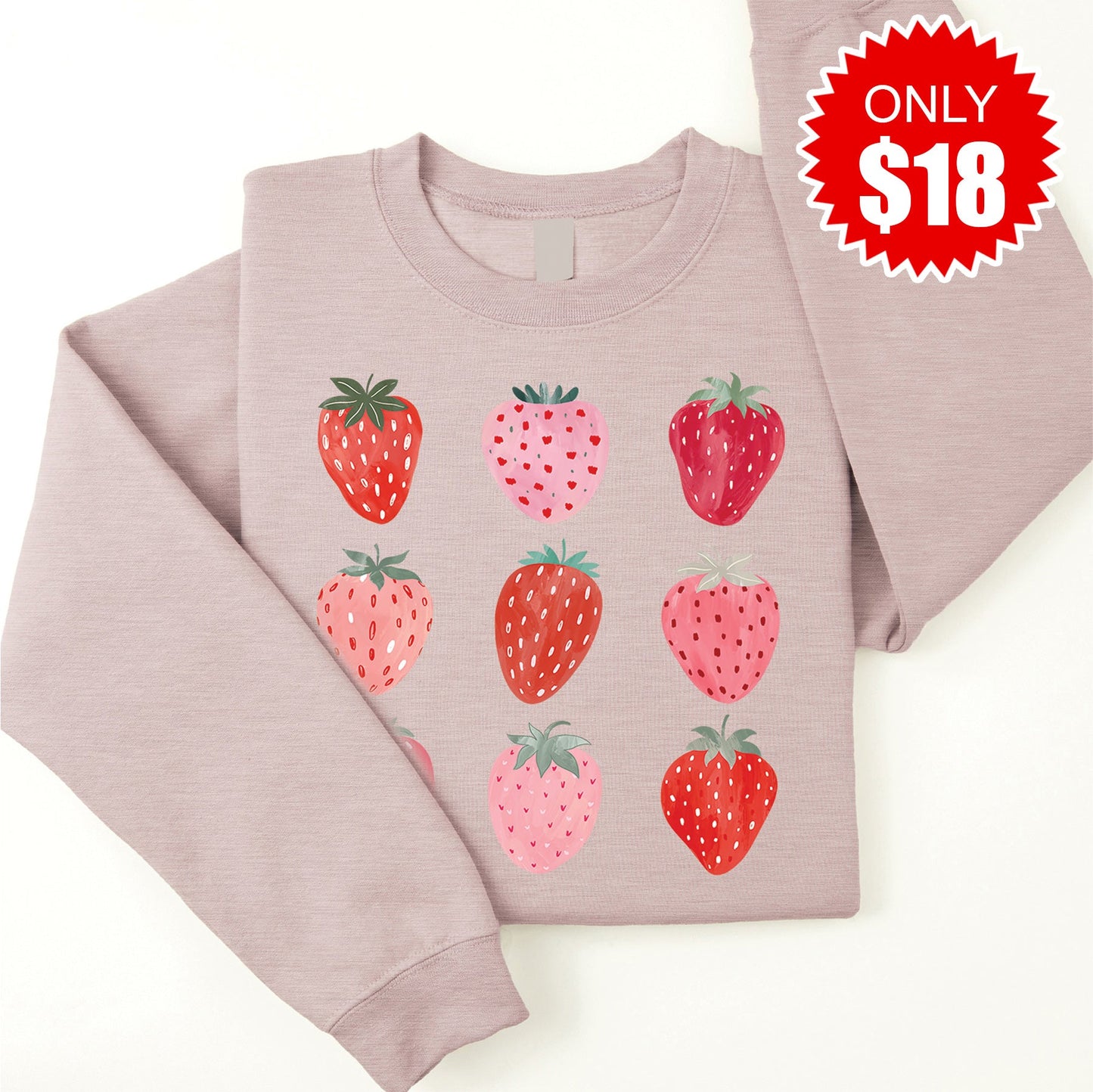 Strawberries Sweatshirt - Heather Pink Gravel - 18
