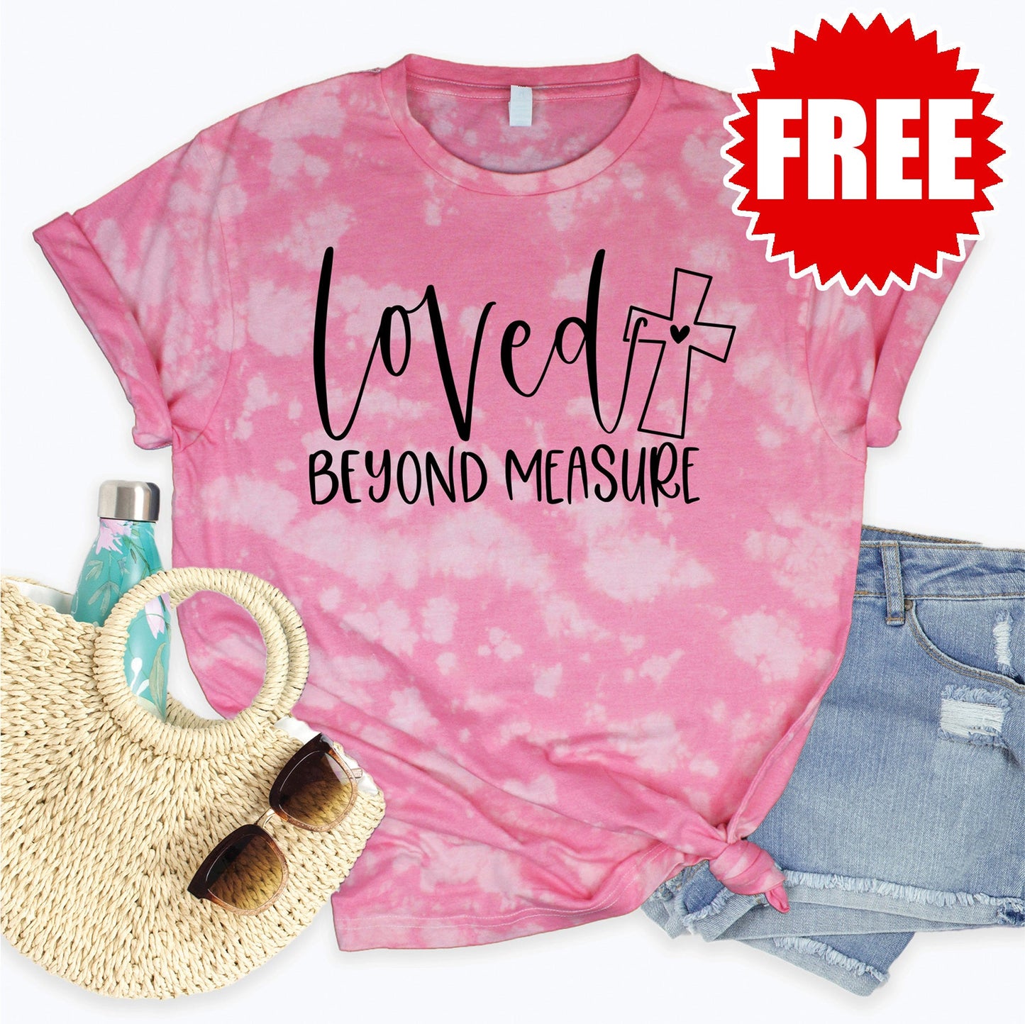 Loved Beyond Measure Tee - Pink Peony Tie Dye - 0