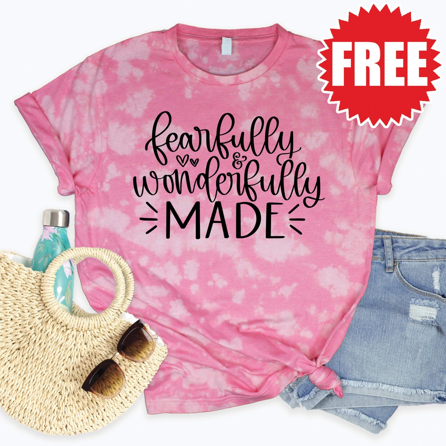 Fearfully And Wonderfully Tee - Pink Peony Tie Dye - 0