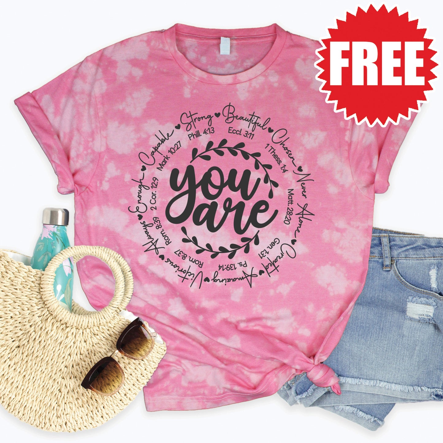 You Are Tee - Pink Peony Tie Dye - 0