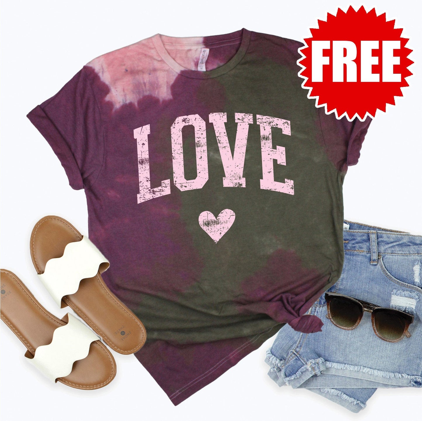 Love Varsity Tee - Plum Haze Tie Dye