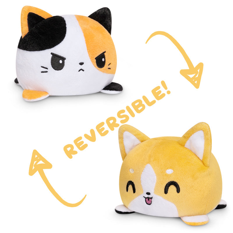 TeeTurtle Reversible Calico Cat & Corgi Plushie