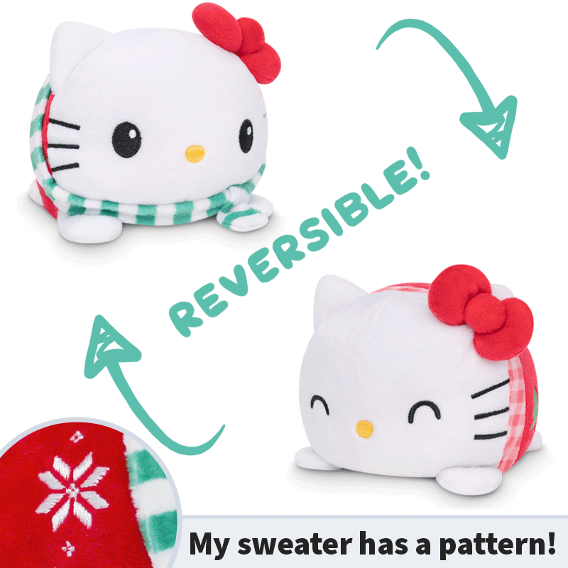 TeeTurtle Reversible Hello Kitty Plushie (Holiday Sweater)