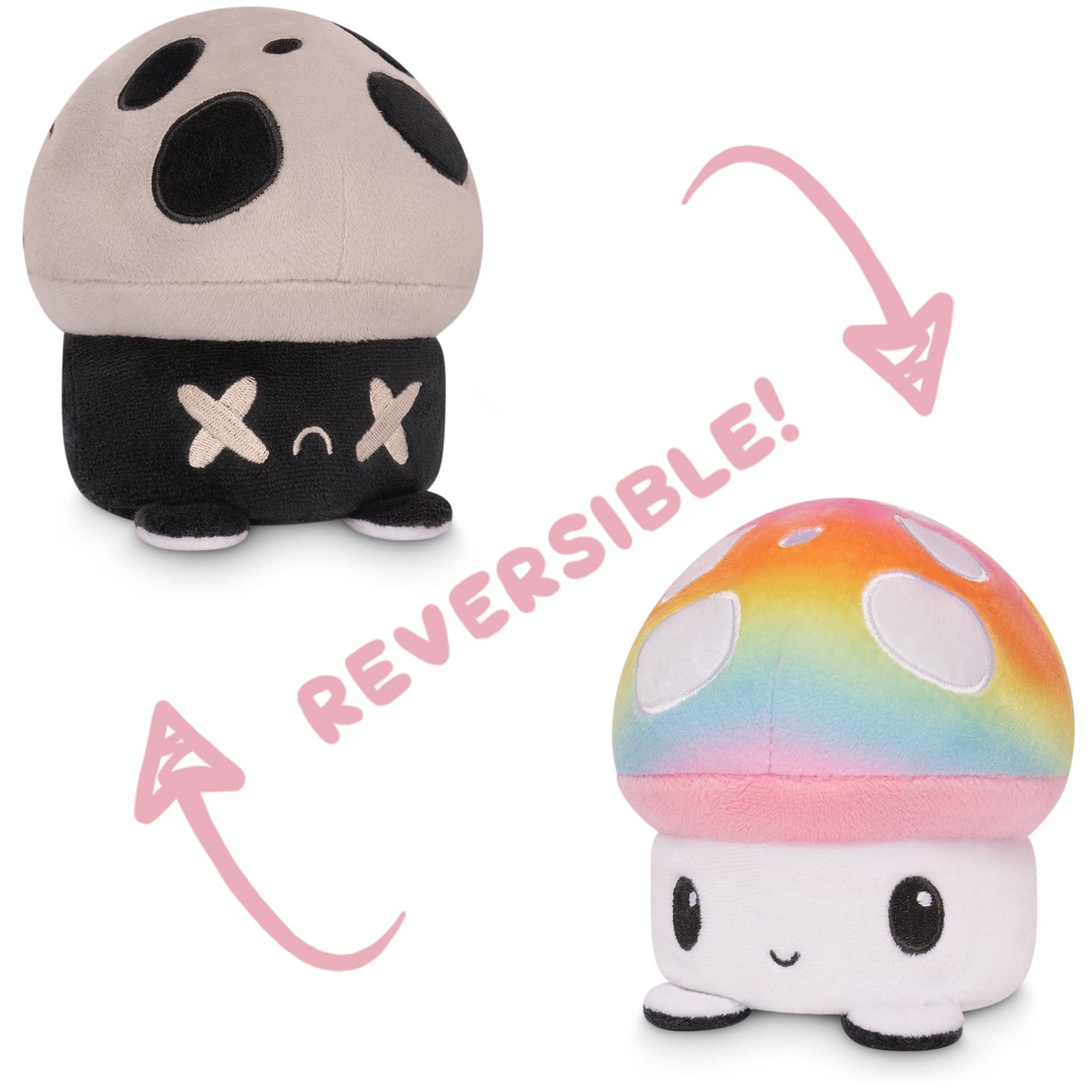 TeeTurtle Reversible Mushroom Plushie (Gray + Rainbow)
