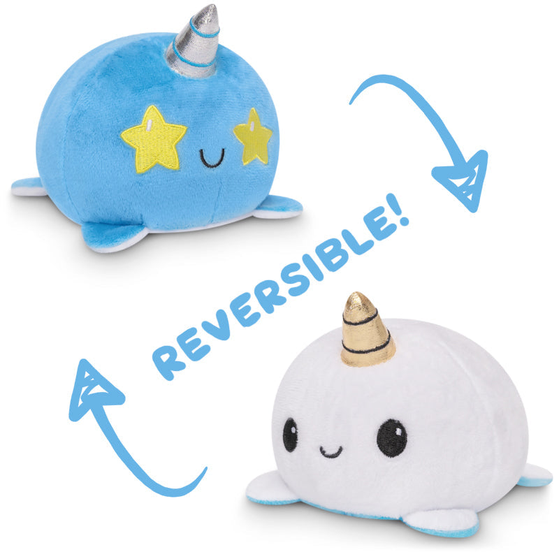 TeeTurtle Reversible Narwhal Plushie (Blue + White)
