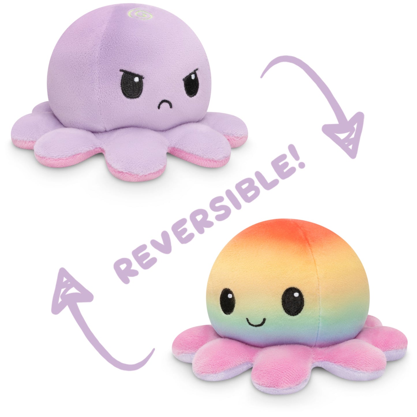 TeeTurtle Reversible Octopus Plushie (Light Purple + Rainbow)