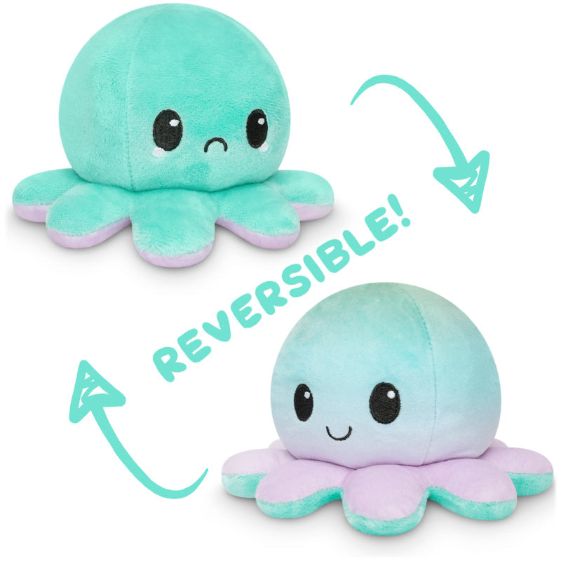 TeeTurtle Reversible Octopus Plushie (Aqua + Green & Purple Gradient)