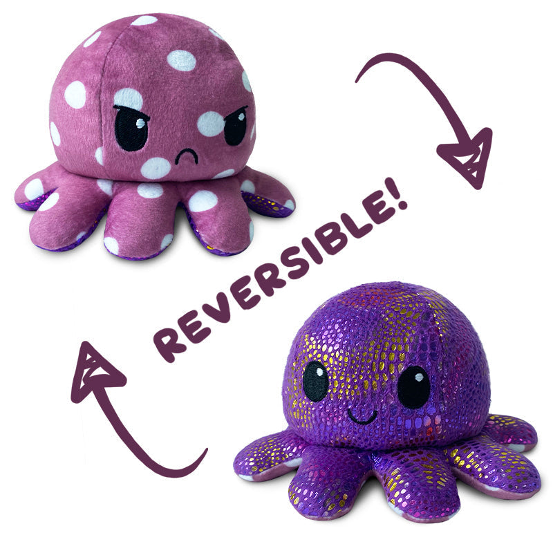 TeeTurtle Reversible Octopus Plushie (Polka Dots + Shimmer)