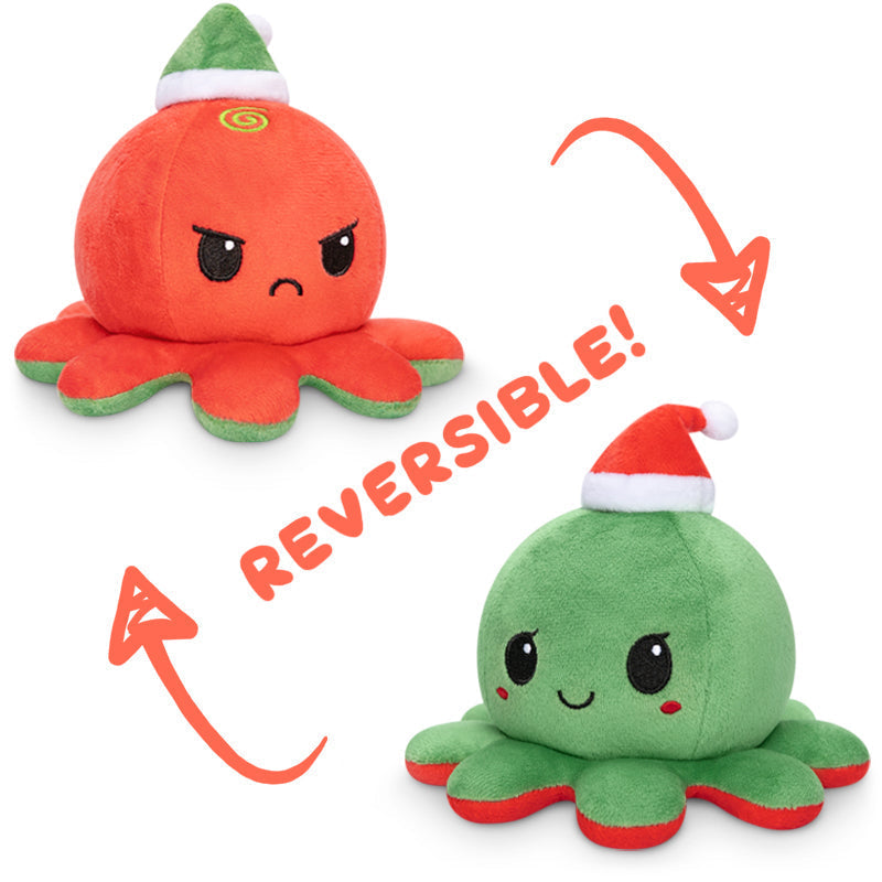 TeeTurtle Reversible Octopus Plushie (Santa Hat)