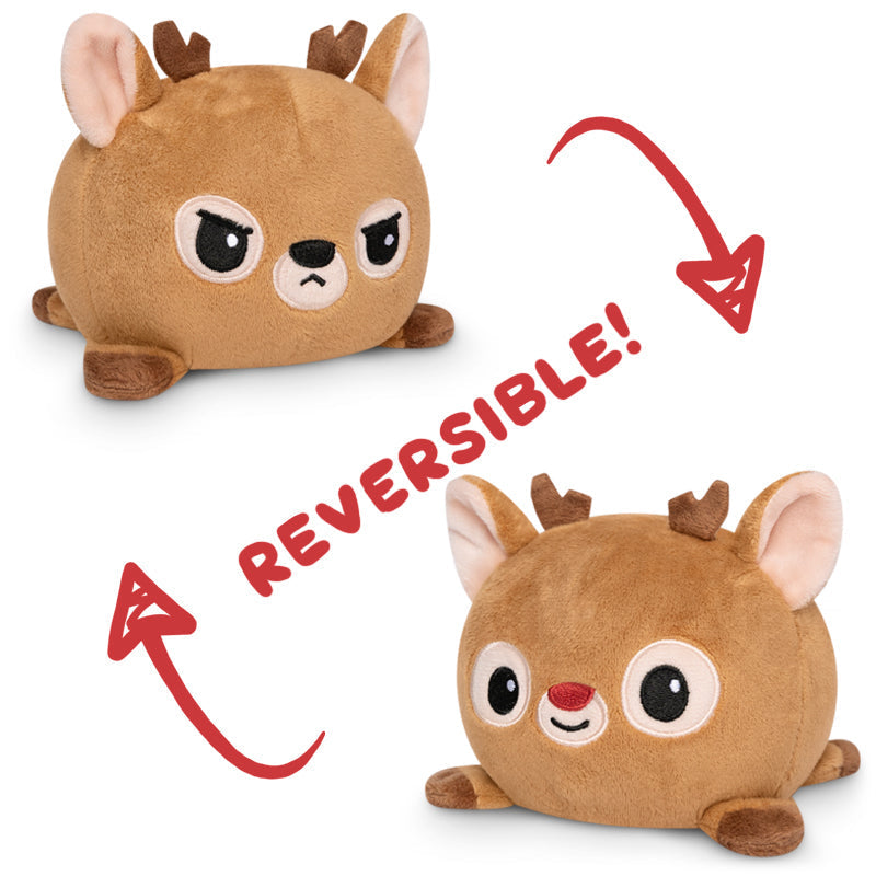 TeeTurtle Reversible Reindeer Plushie (Red Nose)