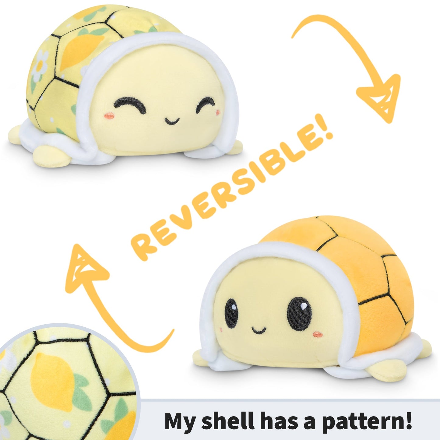 TeeTurtle Reversible Turtle Plushie (Lemons & Flowers Shell)