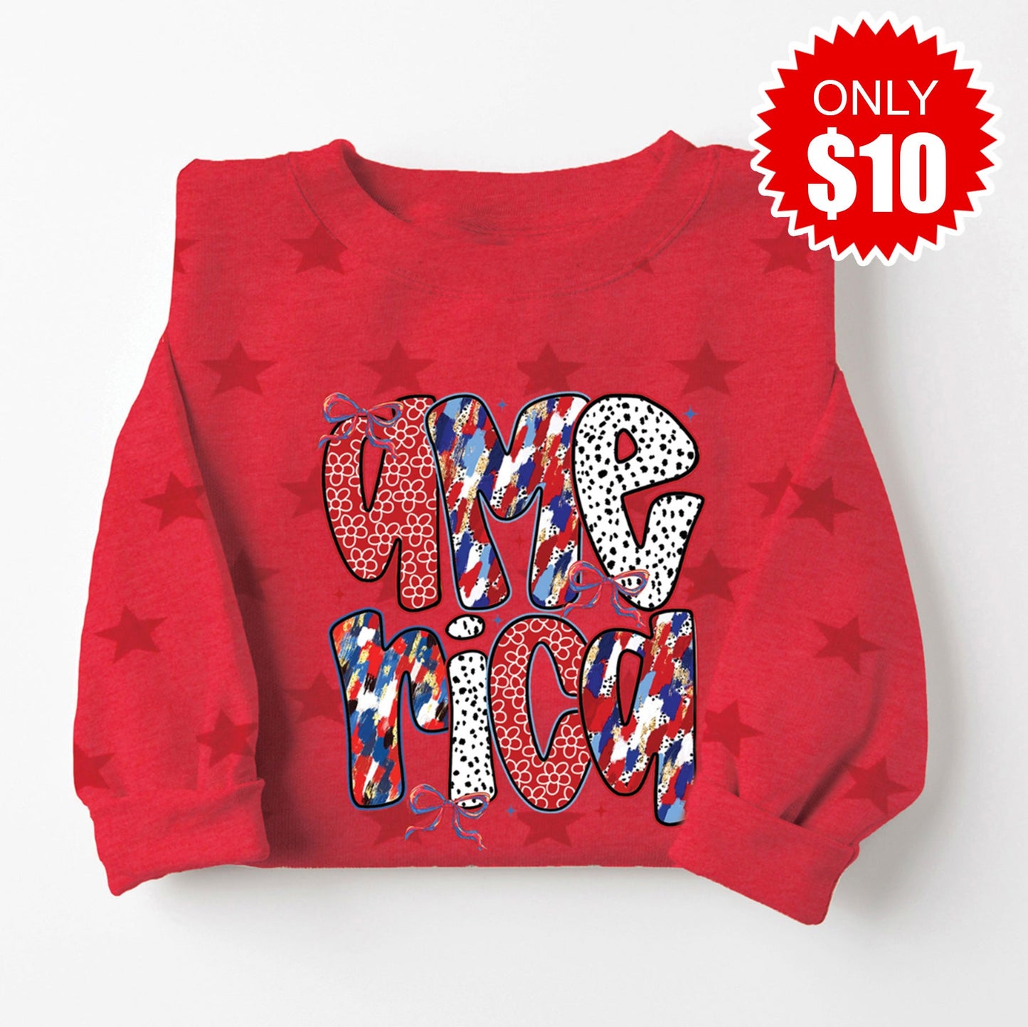 America Sweatshirt - Red Star Print - 10