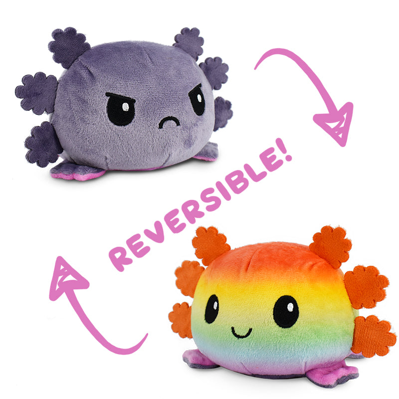 TeeTurtle Reversible Axolotl Plushie (Gray + Rainbow)