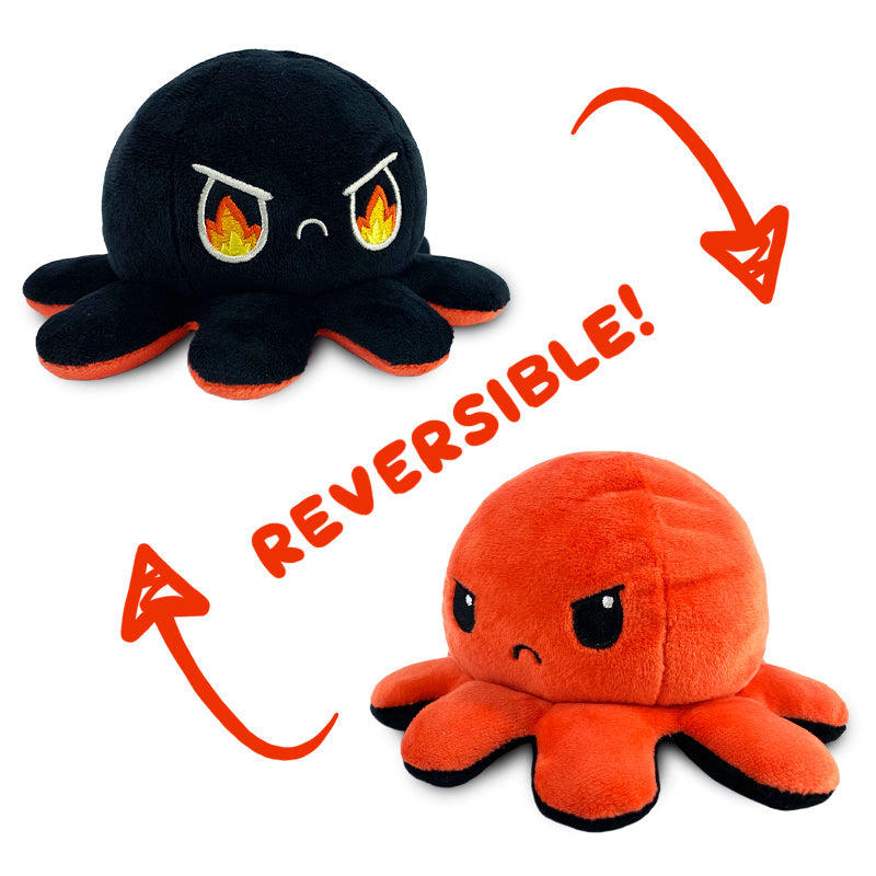 TeeTurtle Reversible Octopus Plushie (Black + Red)