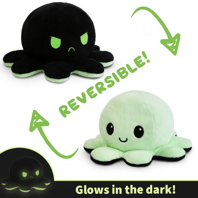 TeeTurtle Reversible Octopus Plushie (Black + Green Glow)