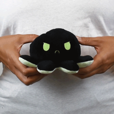 TeeTurtle Reversible Octopus Plushie (Black + Green Glow)