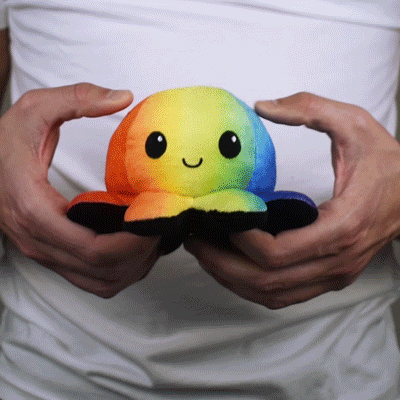 TeeTurtle Reversible Octopus Plushie (Black + Rainbow)