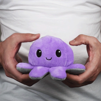 TeeTurtle Reversible Octopus Plushie (Gray + Purple)