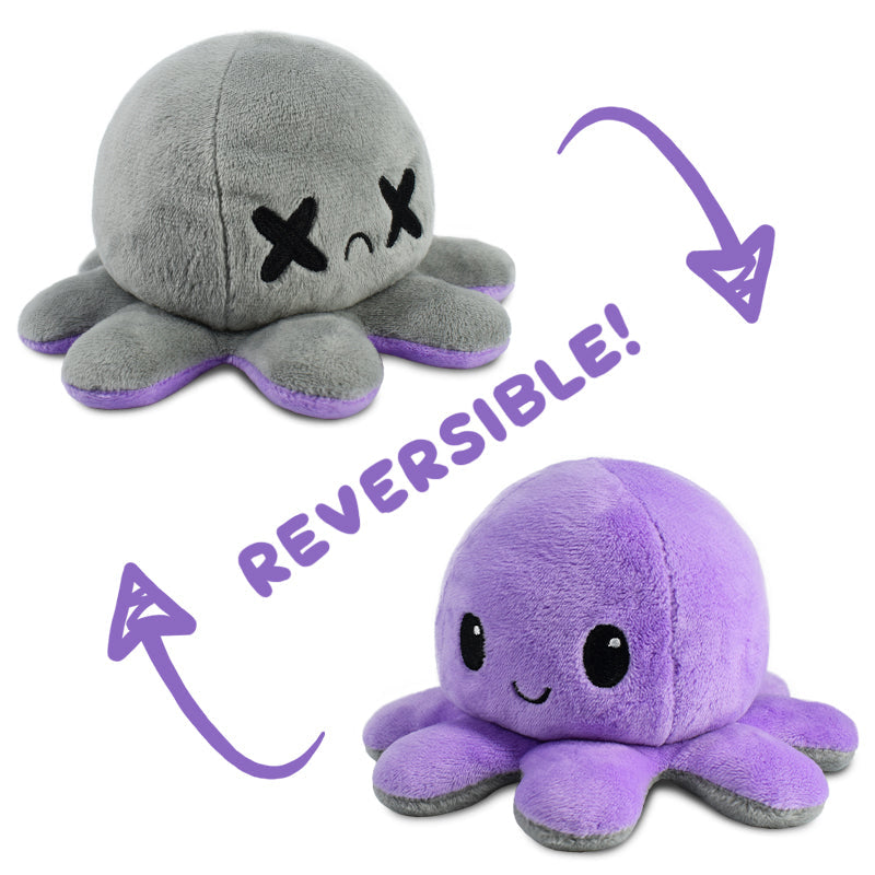 TeeTurtle Reversible Octopus Plushie (Gray + Purple)
