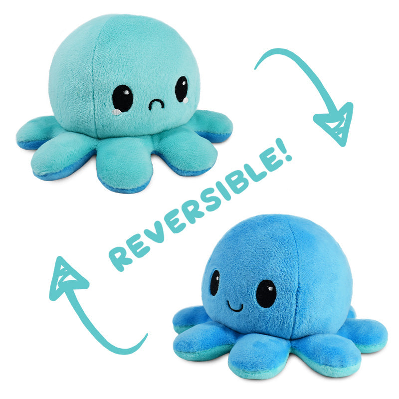 TeeTurtle Reversible Octopus Plushie (Light Blue + Blue)