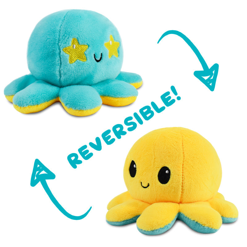 TeeTurtle Reversible Octopus Plushie (Aqua + Yellow)