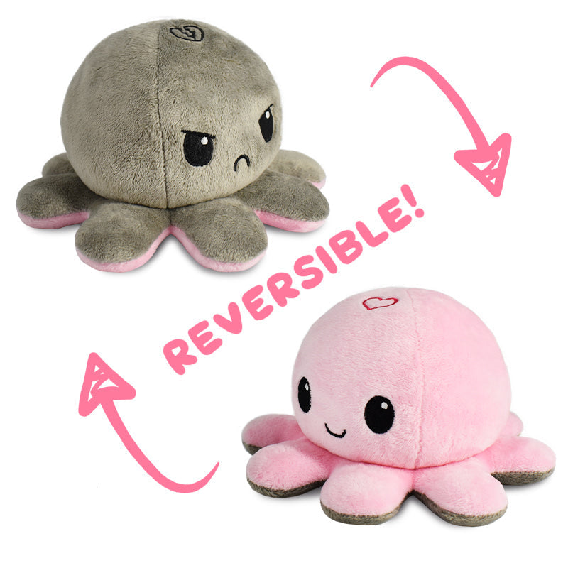 TeeTurtle Reversible Octopus Plushie (Gray + Light Pink)