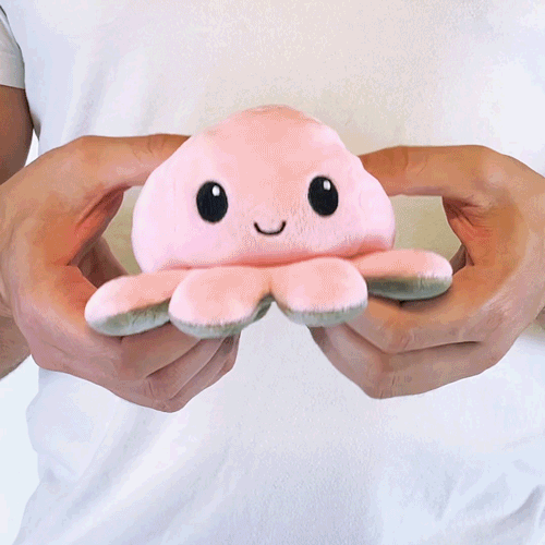 TeeTurtle Reversible Octopus Plushie (Gray + Light Pink)