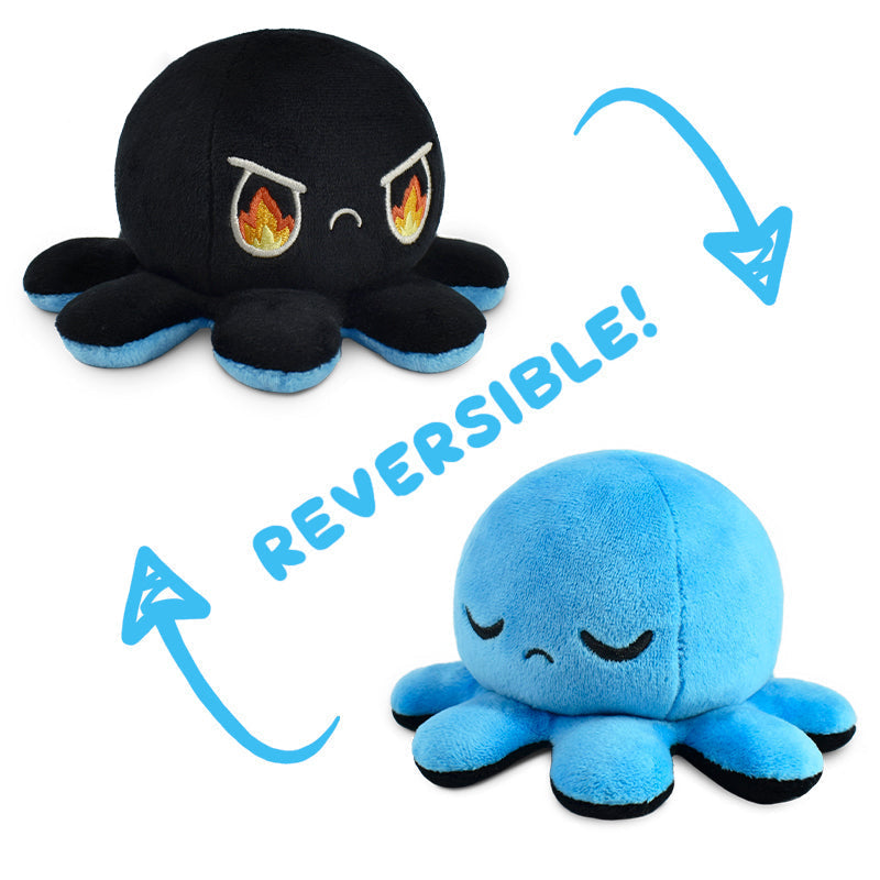 TeeTurtle Reversible Octopus Plushie (Black + Blue)