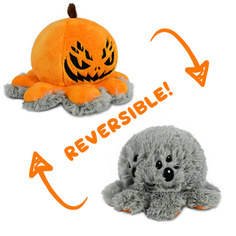 TeeTurtle Reversible Spider Plushie (Jack-o-Lantern)
