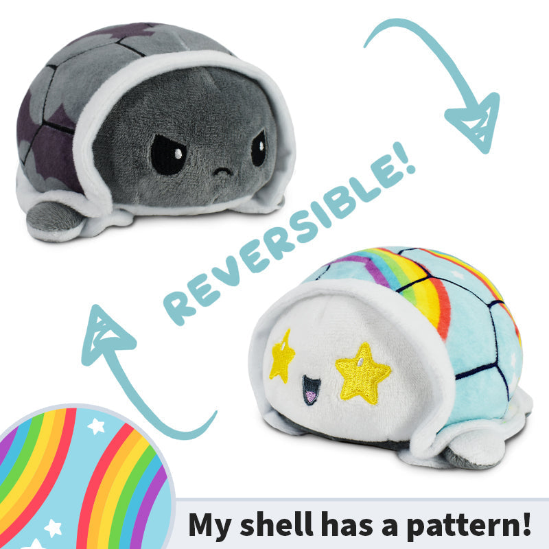 TeeTurtle Reversible Turtle Plushie (Storm Clouds Shell + Rainbows Shell)