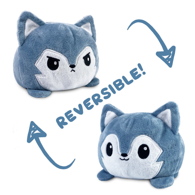 TeeTurtle Reversible Wolf Plushie (Gray)