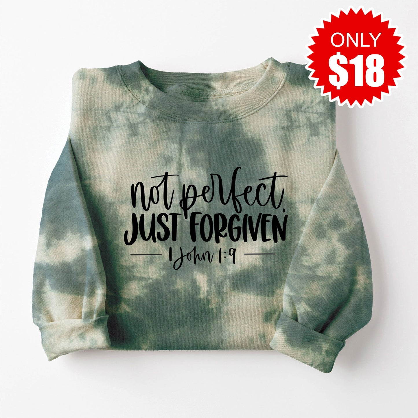 Not Perfect Just Forgiven Sweatshirt - Sapphirine Tie Dye - 18
