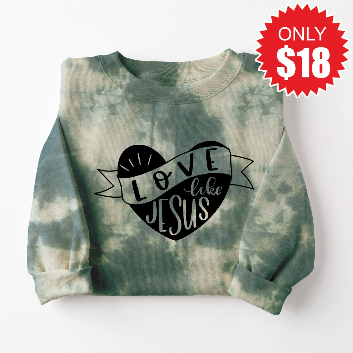 Love Like Jesus Sweatshirt - Sapphirine Tie Dye - 18