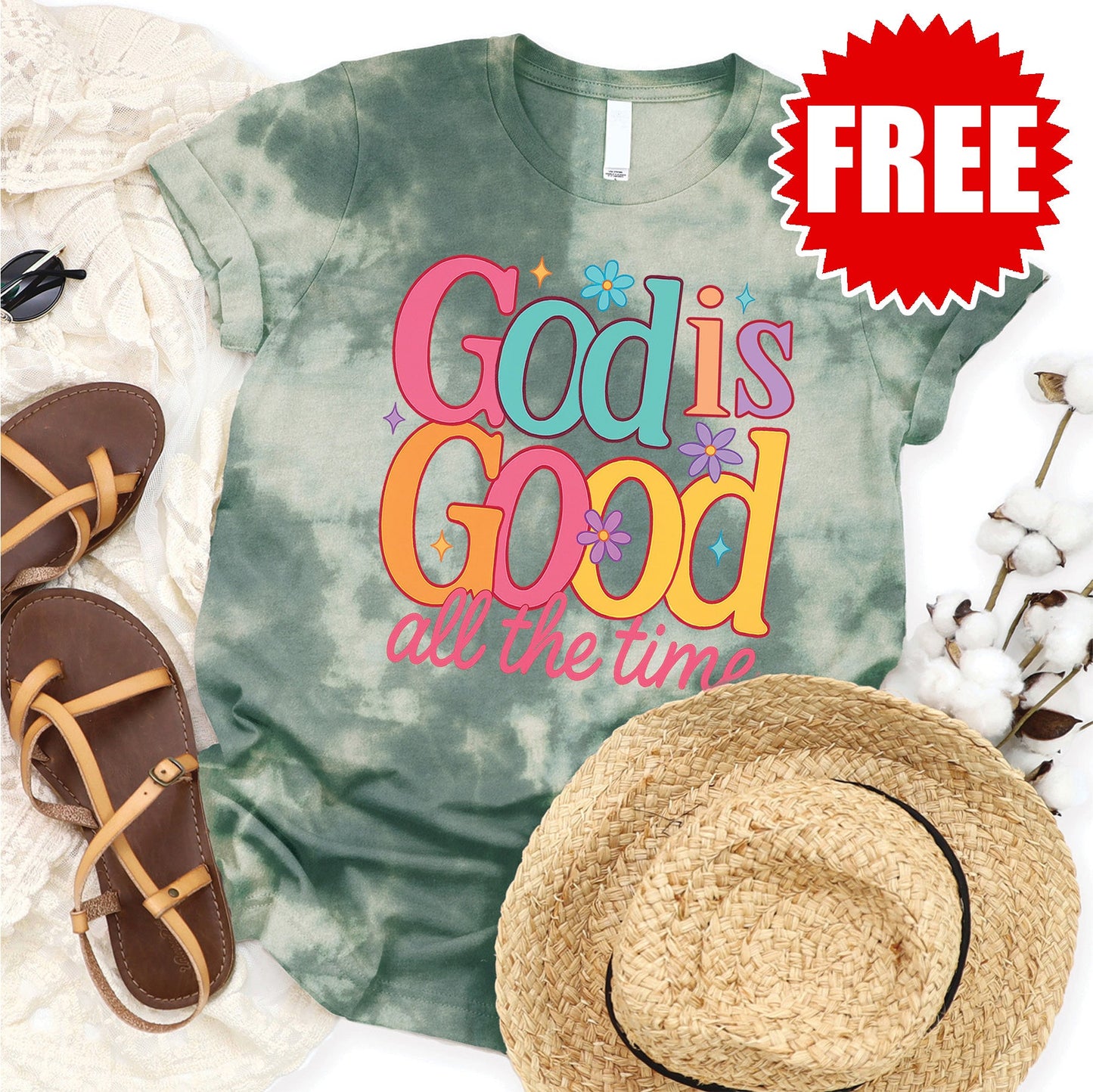God is Good All The Time Tee - Sapphirine Tie Dye - 0